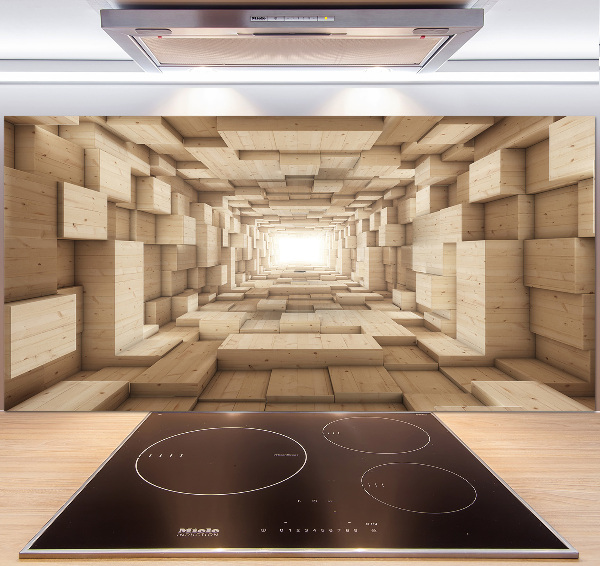 Splashback panel for kitchen Wooden tunnel