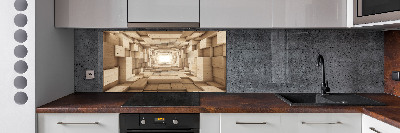 Splashback panel for kitchen Wooden tunnel