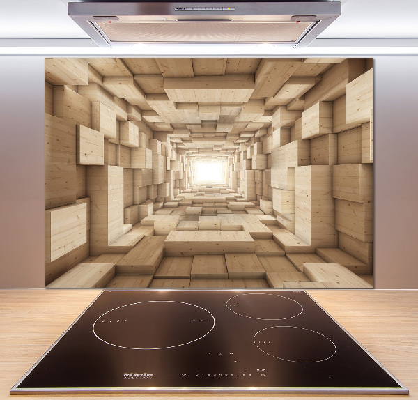 Splashback panel for kitchen Wooden tunnel