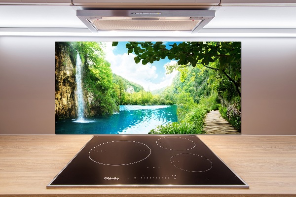 Cooker splashback Waterfall in the forest