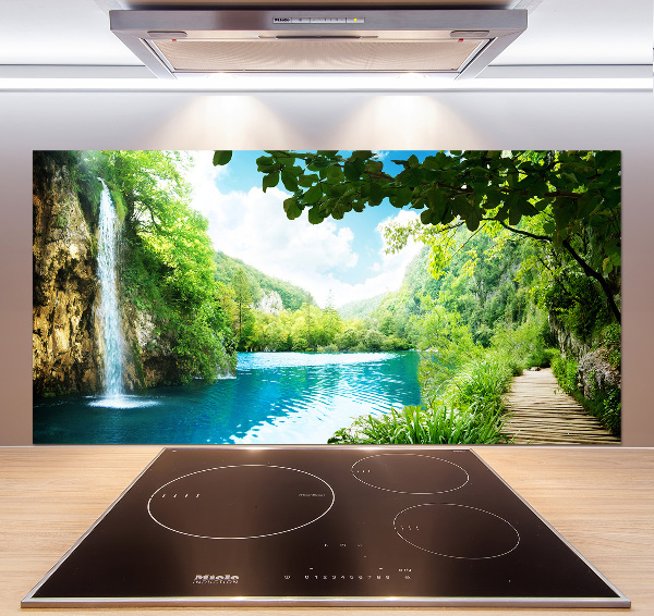 Cooker splashback Waterfall in the forest