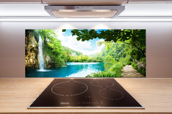 Cooker splashback Waterfall in the forest