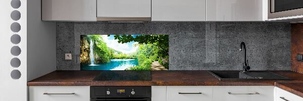 Cooker splashback Waterfall in the forest