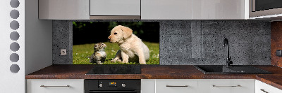 Kitchen splashback A dog and a cat in the meadow