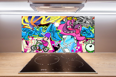 Glass splashback Graffiti