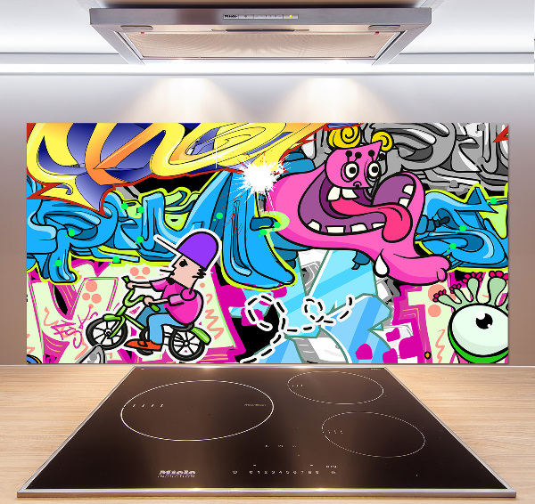 Glass splashback Graffiti