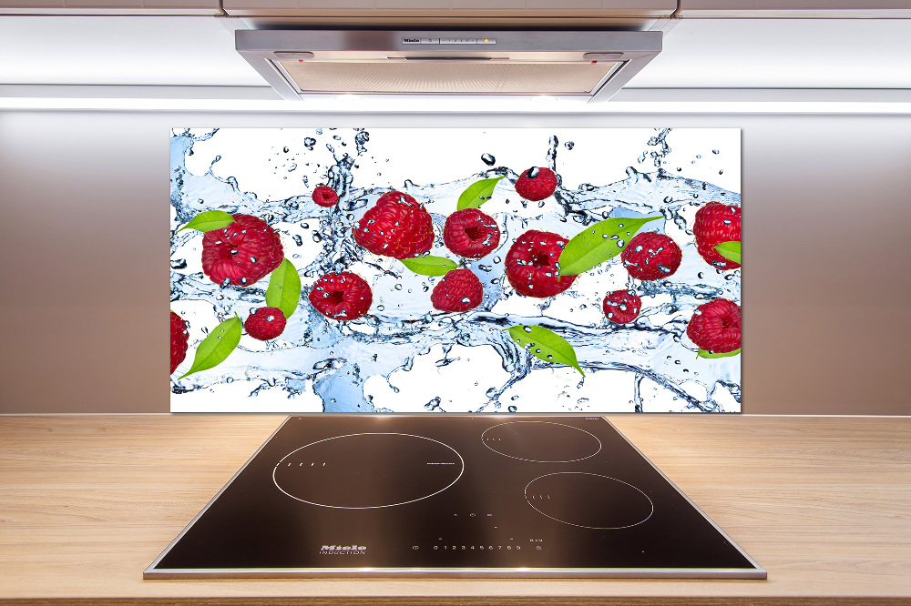 Cooker splashback Raspberries and water