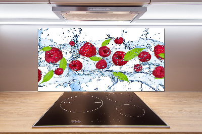 Cooker splashback Raspberries and water