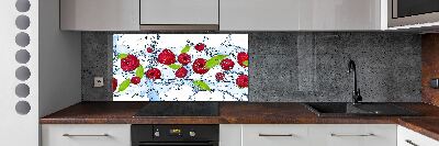 Cooker splashback Raspberries and water