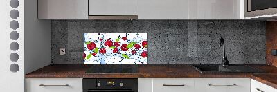 Cooker splashback Raspberries and water