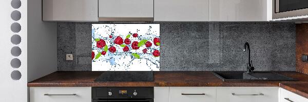 Cooker splashback Raspberries and water