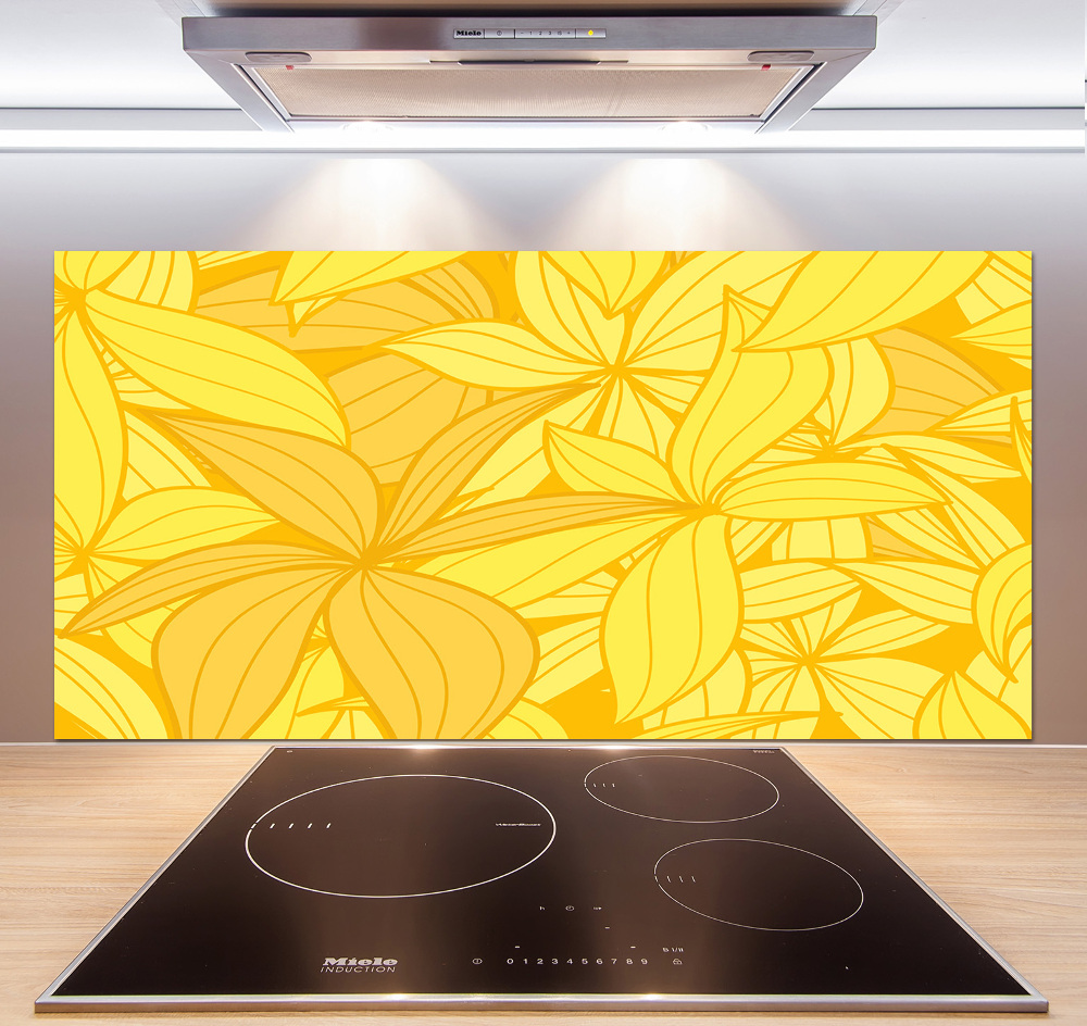 Cooker splashback Yellow flowers background