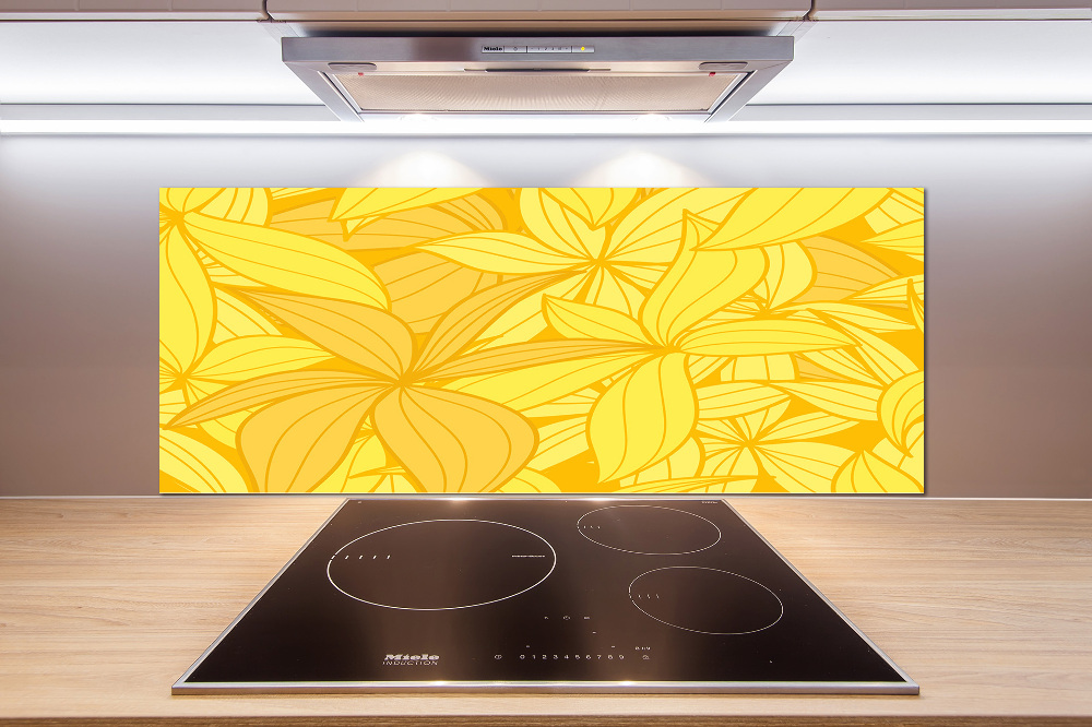 Cooker splashback Yellow flowers background