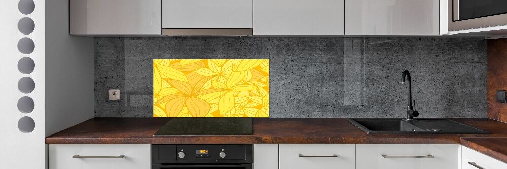 Cooker splashback Yellow flowers background