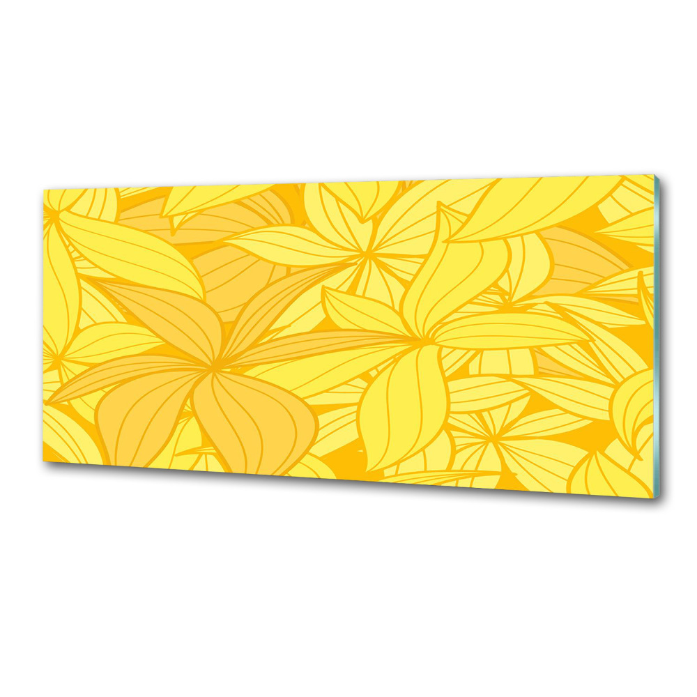 Cooker splashback Yellow flowers background