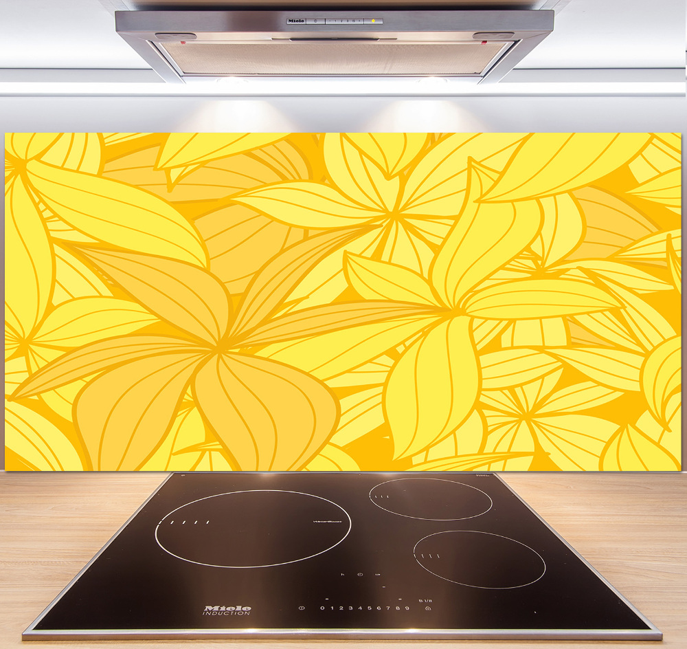 Cooker splashback Yellow flowers background