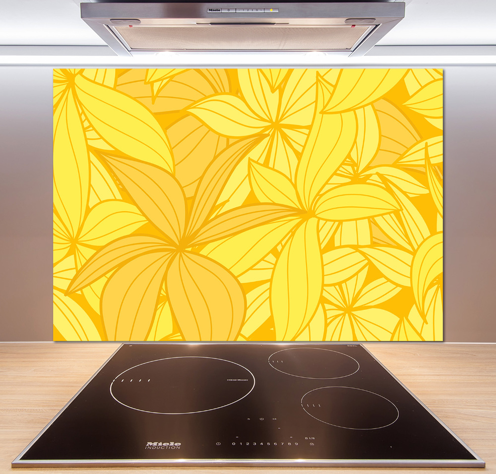 Cooker splashback Yellow flowers background