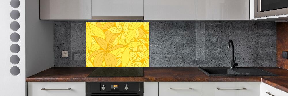 Cooker splashback Yellow flowers background