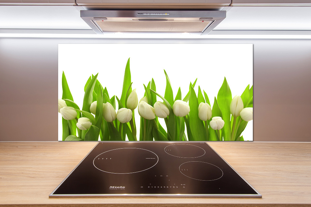 Kitchen splashback White tulips