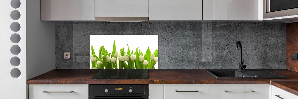 Kitchen splashback White tulips