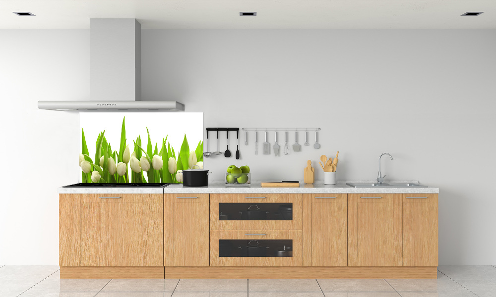 Kitchen splashback White tulips