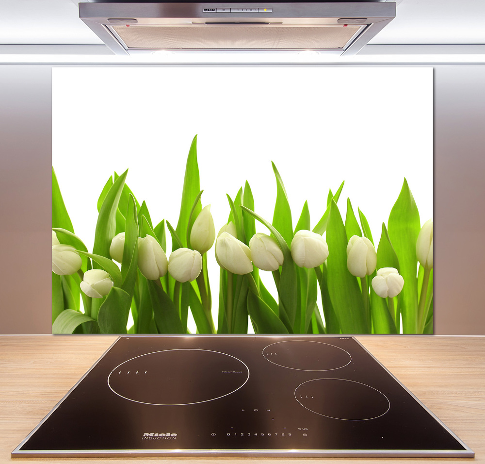 Kitchen splashback White tulips