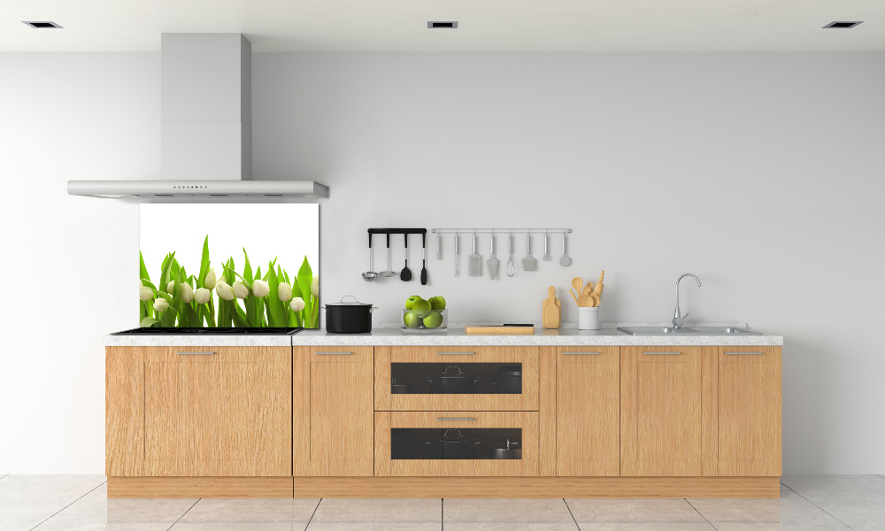 Kitchen splashback White tulips