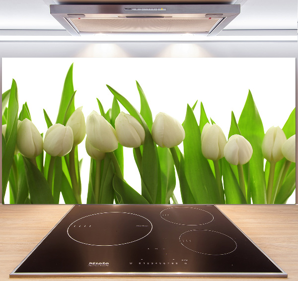 Kitchen splashback White tulips