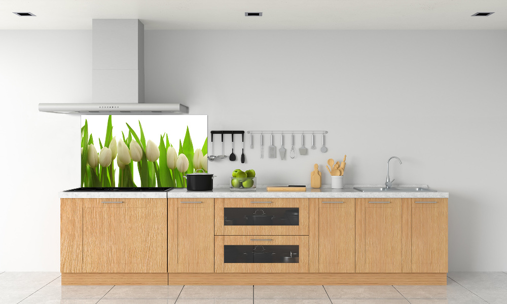 Kitchen splashback White tulips