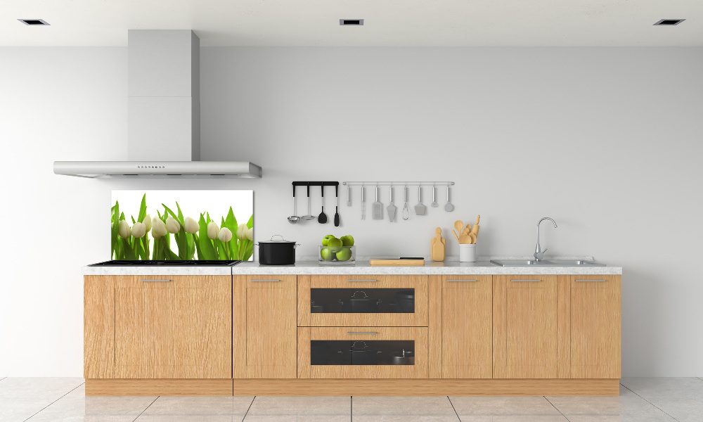 Kitchen splashback White tulips