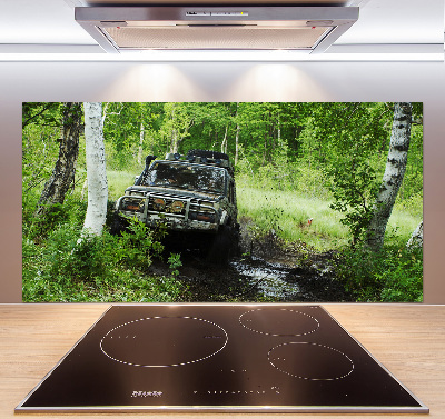 Cooker splashback Jeep in the forest