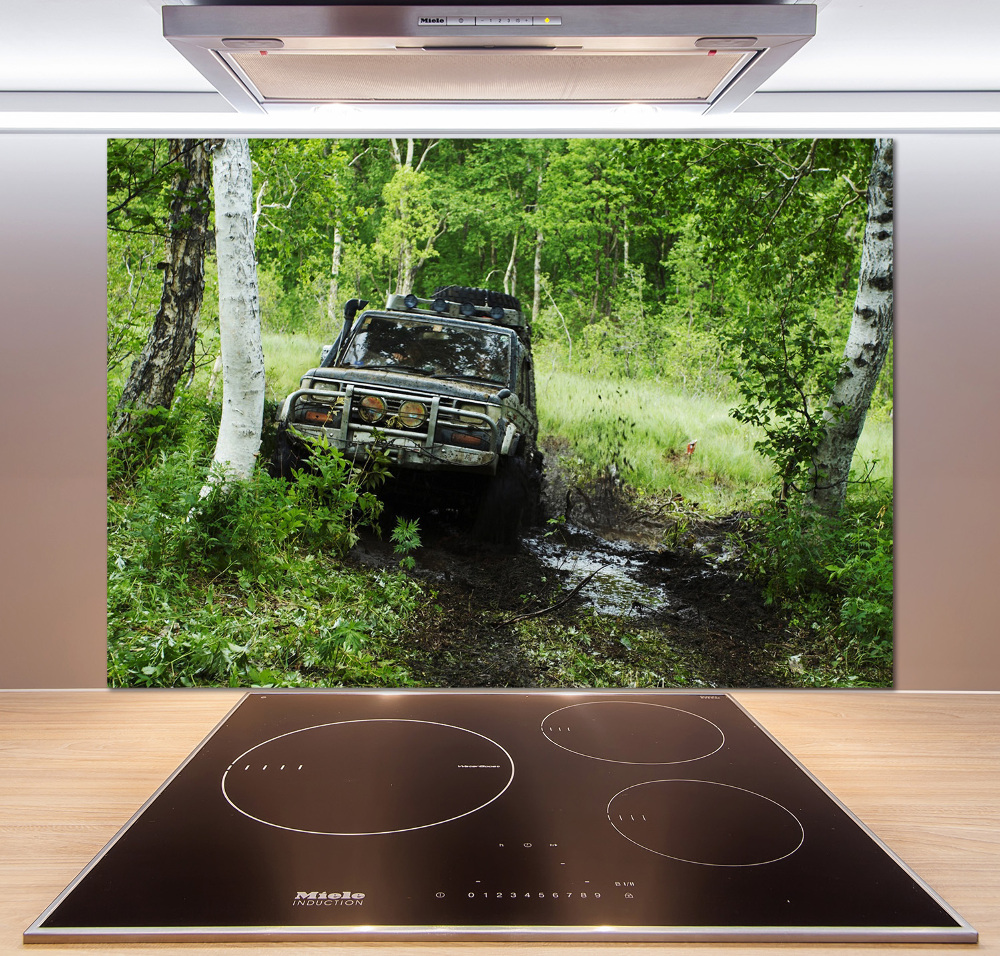 Cooker splashback Jeep in the forest