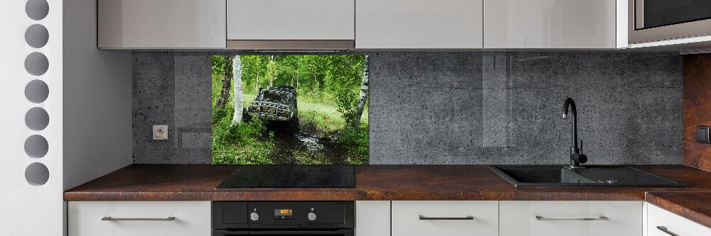 Cooker splashback Jeep in the forest