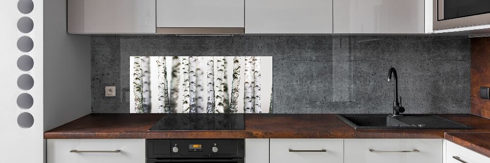 Kitchen splashback Birch trunks