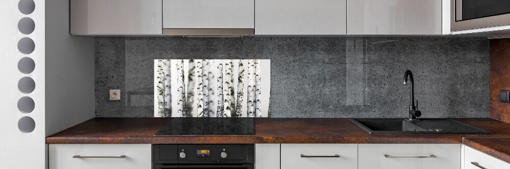 Kitchen splashback Birch trunks