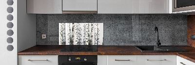 Kitchen splashback Birch trunks