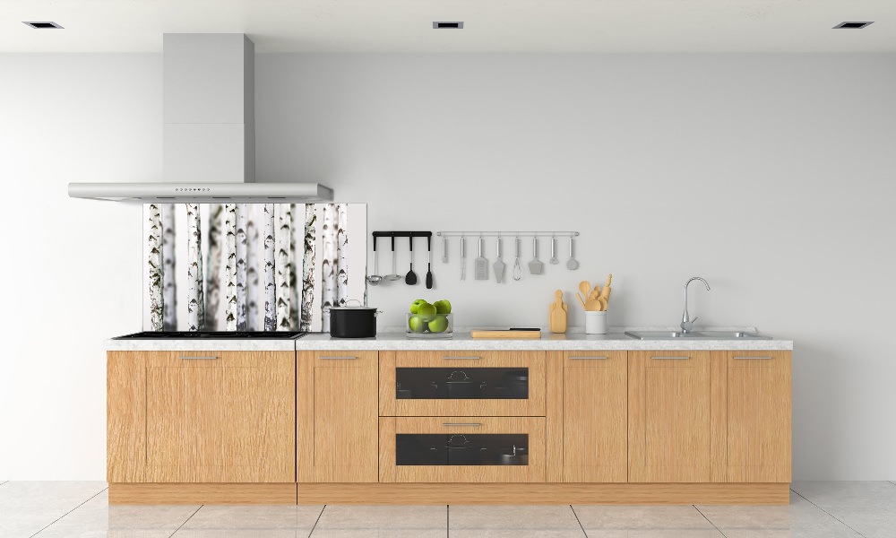 Kitchen splashback Birch trunks