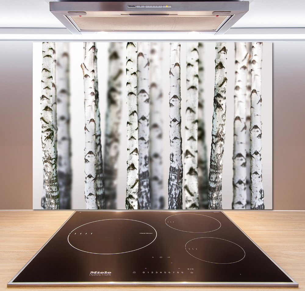 Kitchen splashback Birch trunks