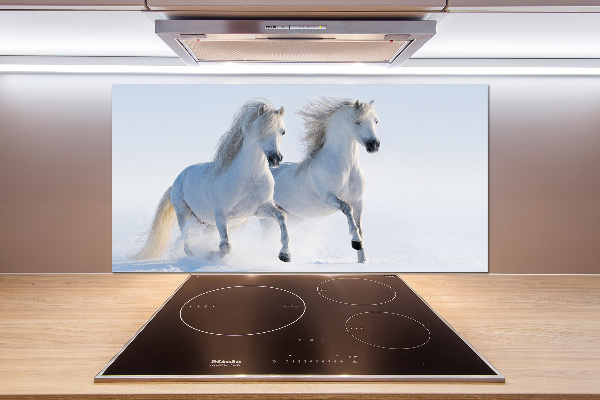 Cooker splashback Two horses in the snow