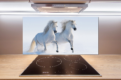 Cooker splashback Two horses in the snow