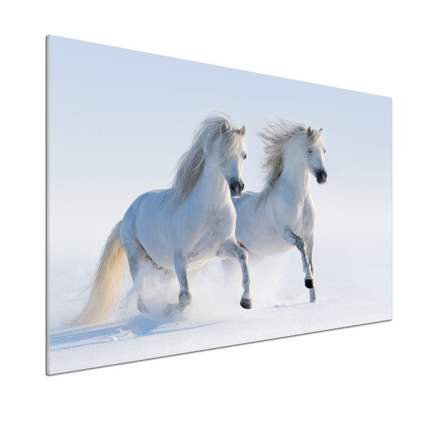 Cooker splashback Two horses in the snow