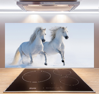 Cooker splashback Two horses in the snow