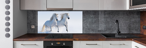 Cooker splashback Two horses in the snow