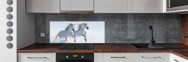 Cooker splashback Two horses in the snow