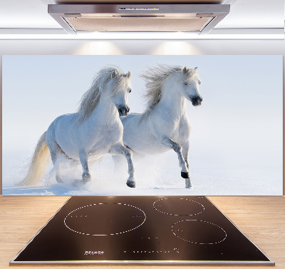 Cooker splashback Two horses in the snow