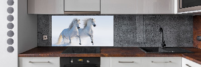 Cooker splashback Two horses in the snow