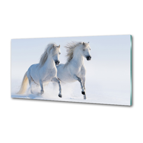 Cooker splashback Two horses in the snow