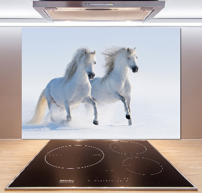 Cooker splashback Two horses in the snow