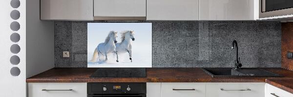 Cooker splashback Two horses in the snow