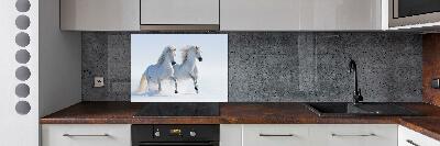 Cooker splashback Two horses in the snow